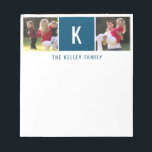 Bloc de notas azul personalizado de la foto de fam<br><div class="desc">Agregue sus fotos favoritas,  iniciales y texto usando el formulario de plantilla. Elija "personalizar más lejos" para mover las fotos según sea necesario o para cambiar el tipo de letra.</div>