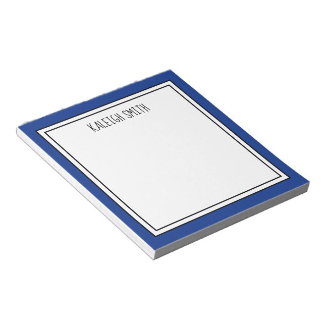 Bloc De Notas Azul Real Blanco Editable Color Personalizado (Lado Derecho)