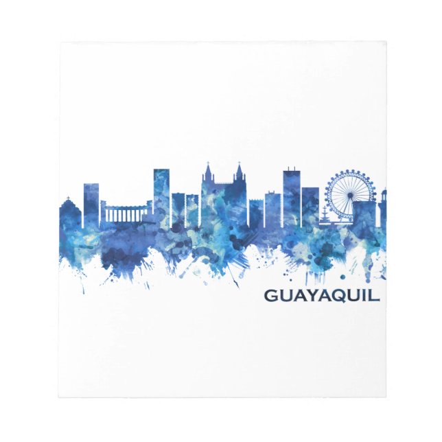 Bloc De Notas Azul Skyline de Guayaquil Ecuador (Frente)
