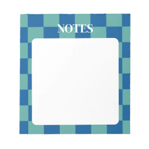 Bloc De Notas Azul y Verde Cuadros Audaz y Personalizable