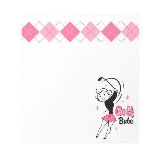 Bloc De Notas Babe de golf retro Notepad (Frente)