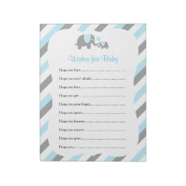 Bloc De Notas Baby Shower azul, blanco y gris - Deseos 2