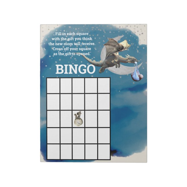 Bloc De Notas Baby Shower Bingo Dragon Knight  (Lado Izquierdo)