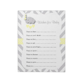 Bloc De Notas Baby Shower de elefantes amarillos y grises - Dese