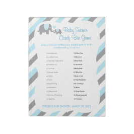 Bloc De Notas Baby Shower de Elefantes Azules, Blancos y Gris - 