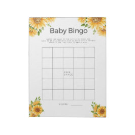 Bloc De Notas Baby Shower Game Baby Bingo Yellow Sunflowers