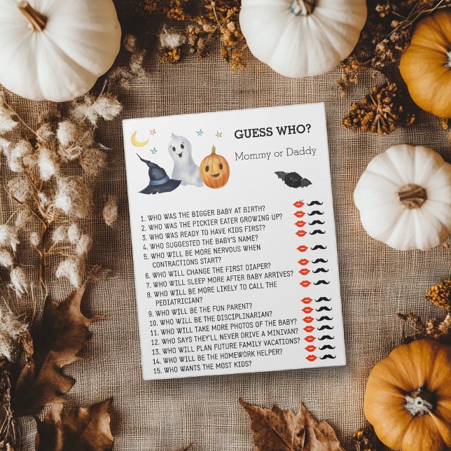 Bloc De Notas Baby Shower Halloween Ghost Adivina Quién (Subido por el creador)
