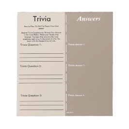 Bloc De Notas Baby Shower Trivia Party Game - Custom Questions