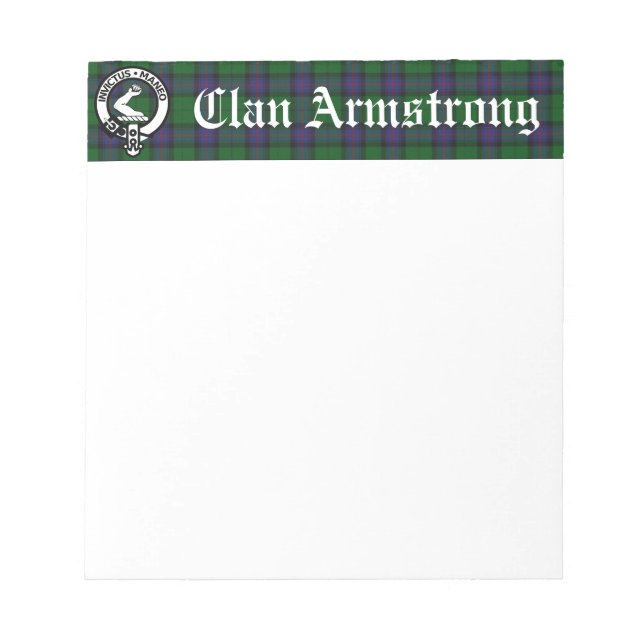 Bloc De Notas Badge Escudo de clan Armstrong y Notepad Tartan (Frente)