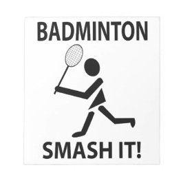 Bloc De Notas Badminton Smash It Sports Player Coach Badminton