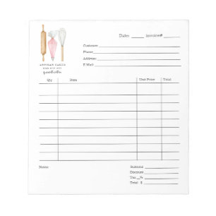 Bloc De Notas Baker Pastry Chef Watercolor Baking Factorial Pad