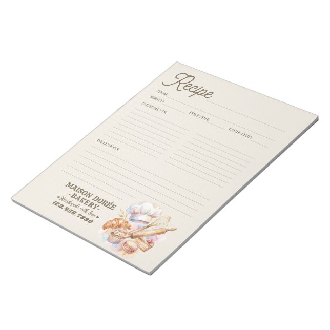 Bloc De Notas Bakery Pastry Chef Baking Recipe Page Cookbook (Lado Derecho)