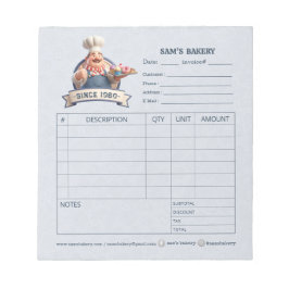 Bloc De Notas Bakery Pastry Chef Invoice Sale Order Form Receipt