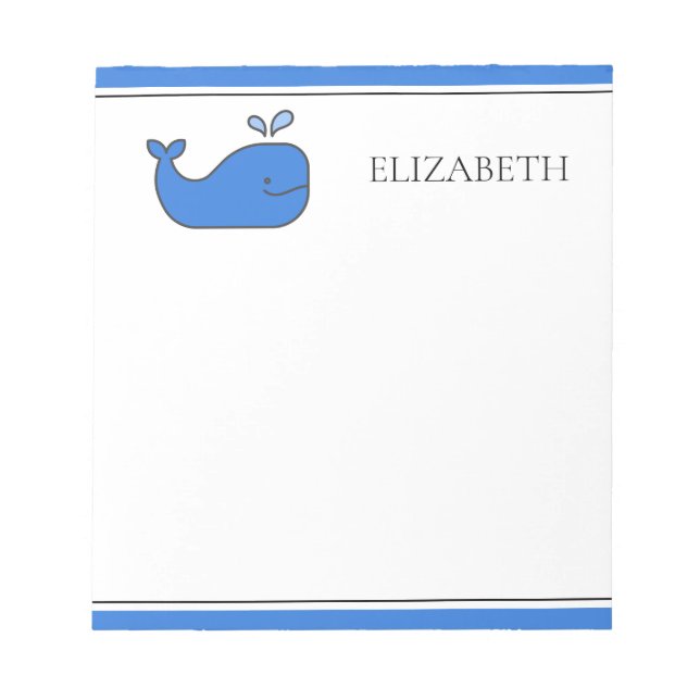 Bloc De Notas Ballena Azul Elegante Personalizada (Frente)