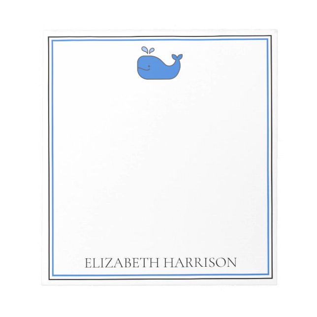 Bloc De Notas Ballena Azul Elegante Personalizada (Frente)