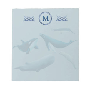 Bloc De Notas Ballenas azules con monograma