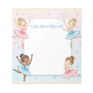 Bloc De Notas Ballerina Bailarina Personalizada Mitzvah Nota Not
