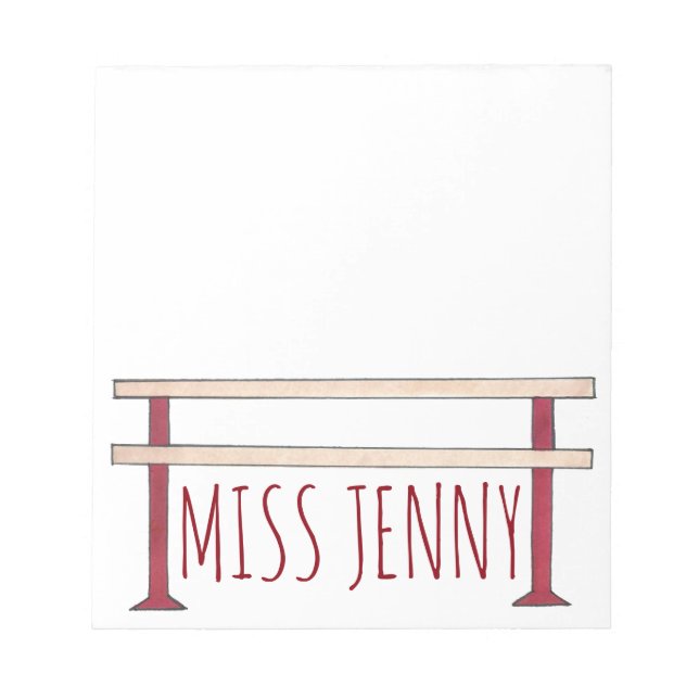 Bloc De Notas Ballet Ballerina Dance Class Studio Teacher Barre (Frente)