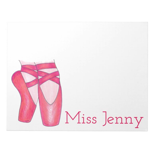 Bloc De Notas Ballet rosa Pointe Shoes Maestra de Baile Ballerin (Frente)