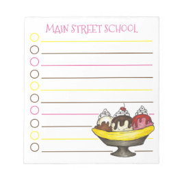Bloc De Notas Banana Split Ice Cream Sundae Grocerge List