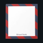 Bloc De Notas Bandas azules y rojas personalizadas<br><div class="desc">Este elegante bloc de notas puede ser personalizado con su nombre,  monograma,  iniciales,  fecha especial (aniversario de bodas,  cumpleaños,  etc) o cualquier texto de su elección. Visite nuestras tiendas para más diseños y esquemas de color.</div>