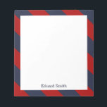 Bloc De Notas Bandas azules y rojas personalizadas<br><div class="desc">Este elegante bloc de notas puede ser personalizado con su nombre,  monograma,  iniciales,  fecha especial (aniversario de bodas,  cumpleaños,  etc) o cualquier texto de su elección. Visite nuestras tiendas para más diseños y esquemas de color.</div>