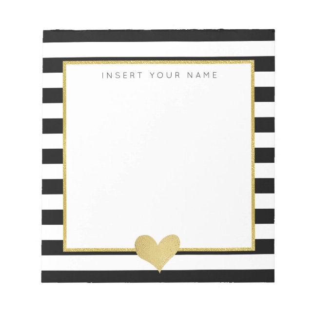 Bloc De Notas Bandas negras y Relieve metalizado dorado Notepad  (Frente)