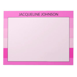 Bloc De Notas Bandas rosas Monograma moderno y femenino