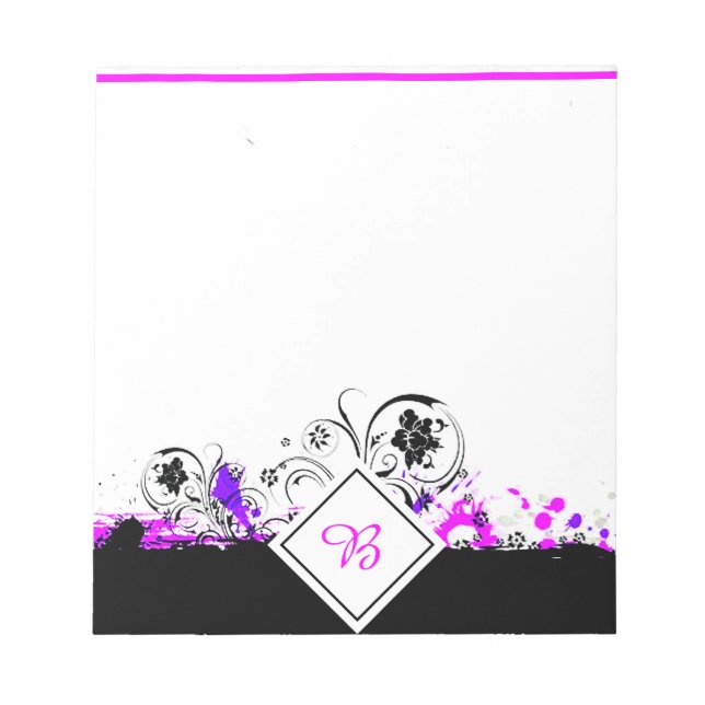 Bloc De Notas bandeja morada floral Notepad (Frente)