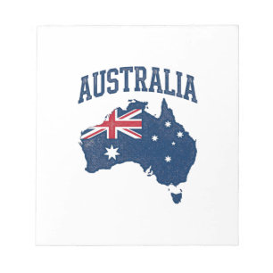 Bloc De Notas Bandera de Australia Mapa Gráfico Antiguo Deterior