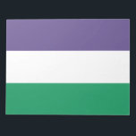 Bloc De Notas Bandera de fragmento<br><div class="desc">Este diseño presenta la bandera del movimiento sufragista, que en el siglo XX luchó por el derecho al voto en las elecciones públicas, conocidas como sufragio femenino. El término "sufragista" fue acuñado primero para menospreciar el movimiento, pero las mujeres involucradas pronto aceptaron y adoptaron el nuevo nombre como señal de...</div>