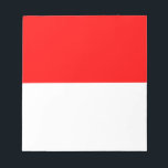 Bloc De Notas Bandera de Indonesia (Indonesia)<br><div class="desc">Este diseño presenta la bandera nacional de Indonesia, que es un país insular en el sudeste de Asia y Oceanía, entre los océanos Índico y Pacífico. Actualmente es el décimo cuarto país más grande del mundo por área terrestre, y alberga a casi 300 millones de personas, lo que lo convierte...</div>