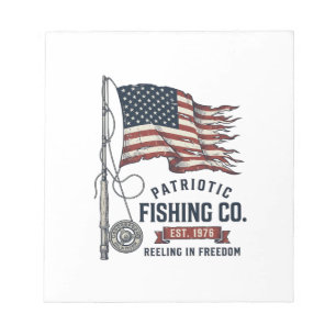 Bloc De Notas Bandera de pesca patriótica vintage diseño vectori