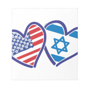 Bloc De Notas Bandera del corazón de Estados Unidos, Israel