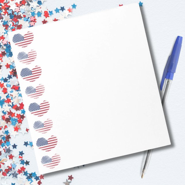 Bloc De Notas Bandera estadounidense patriótica (American Flag Heart Print Notepad)