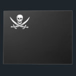 Bloc De Notas Bandera pirata de Jolly roger<br><div class="desc">Personaliza fácilmente este divertido cráneo pirata de Jolly Roger y cruza la bandera de espadas en un fondo negro. Puede cambiar fácilmente el color de fondo de un rango de más de 200 colores.</div>