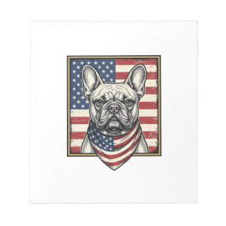 Bloc De Notas Bandera vintage patriótica de Bulldog Francés