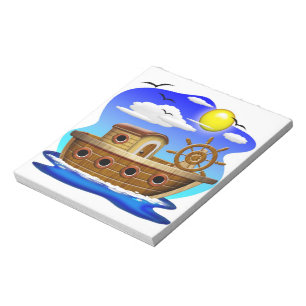 Bloc De Notas Barco de Pesca de Dibujos Animados