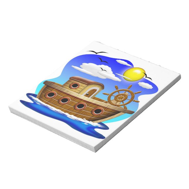 Bloc De Notas Barco de Pesca de Dibujos Animados (Lado Izquierdo)