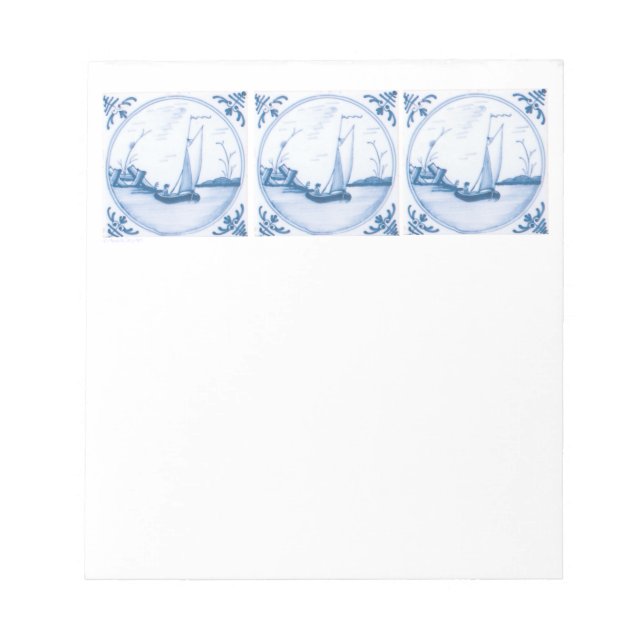 Bloc De Notas Barco de vela Delft azul blanco (Frente)