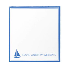 Bloc De Notas Barco de Vela Personalizado Azul Marino y Blanco