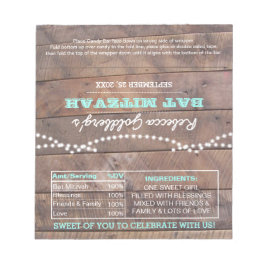 Bloc De Notas Barnwood ilumina Verde azulados Bat Mitzvah Candy 