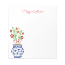 Bloc De Notas Barrera Chinoiserie personalizada de fresas rojas