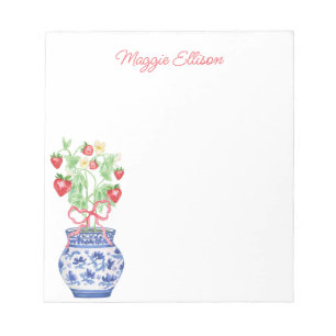 Bloc De Notas Barrera Chinoiserie personalizada de fresas rojas