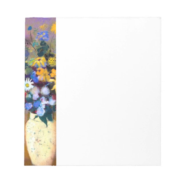 Bloc De Notas Base blanca con flores Odilon Redon (Frente)