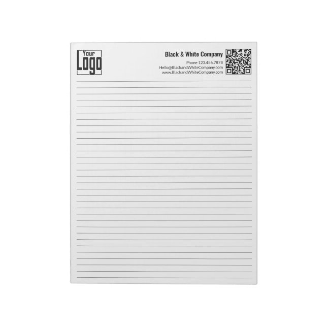 Bloc De Notas Basic Logo QR-code Black Line College Rule (Lado Izquierdo)