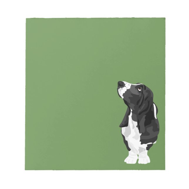 Bloc De Notas Basset Hound negro y blanco (Frente)