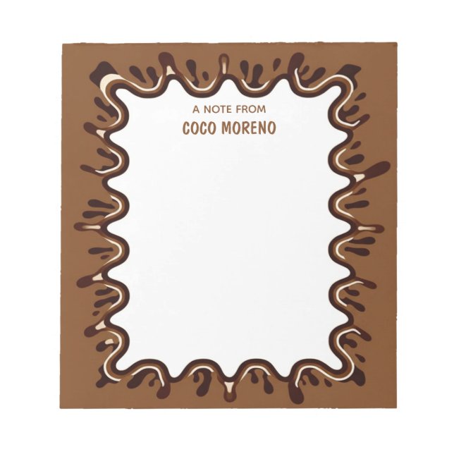 Bloc De Notas Batido de chocolate marrón Salpicadura Nombre pers (Frente)