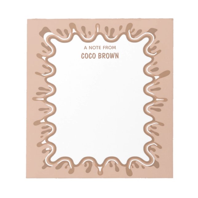 Bloc De Notas Batido de chocolate marrón Salpicadura Personaliza (Frente)