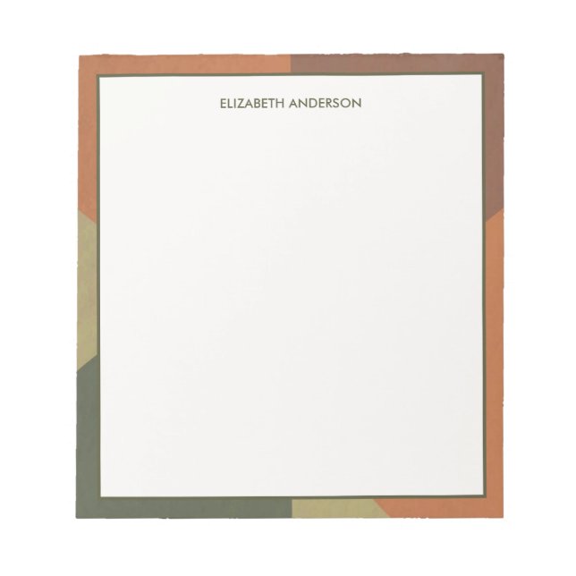 Bloc De Notas Bauhaus Terracotta Green Abstract Personalized (Frente)